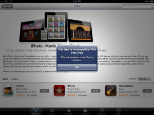 This App is incompatible with this ipad. This app requires a front facing camera.